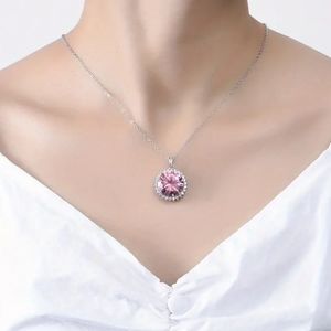 Sweet Pink CZ Pendant Necklace.
